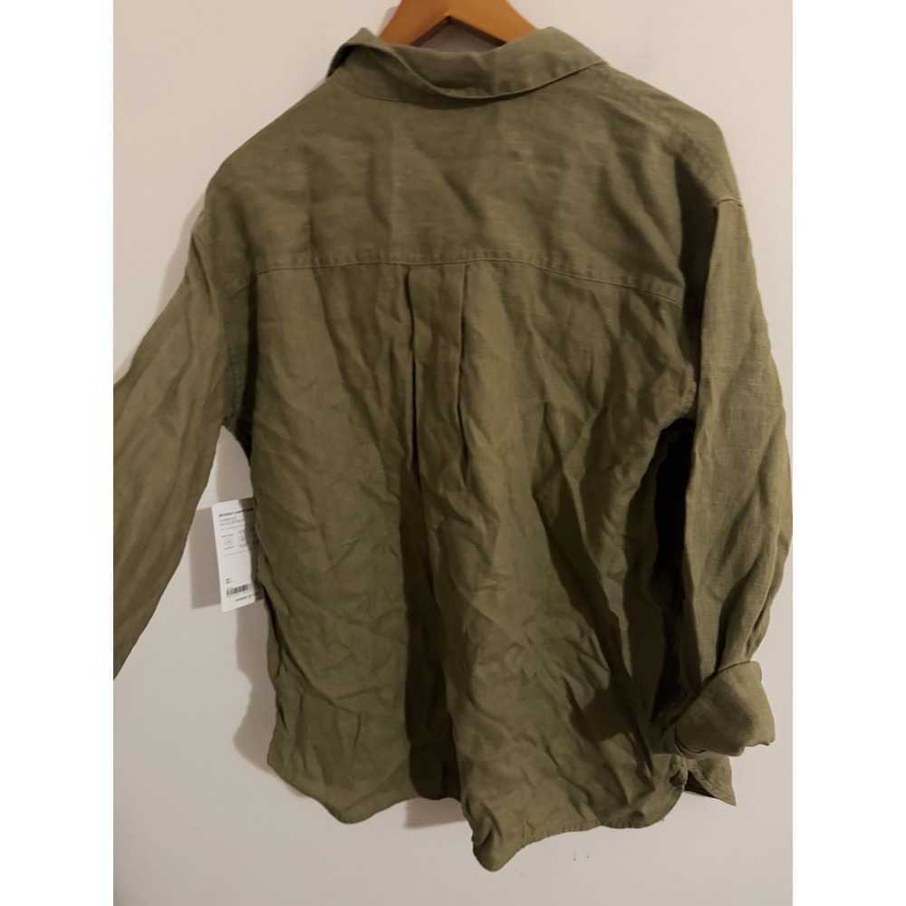 Athleta Linen Olive Green Shirt Nwt Retails $99 - Picture 9 of 9